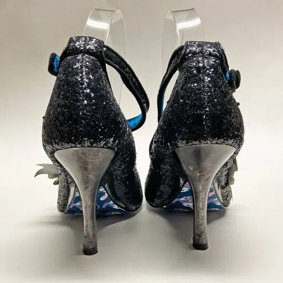 Irregular Choice Sparkle Heels in Black and Silver - Picture 3 of 10